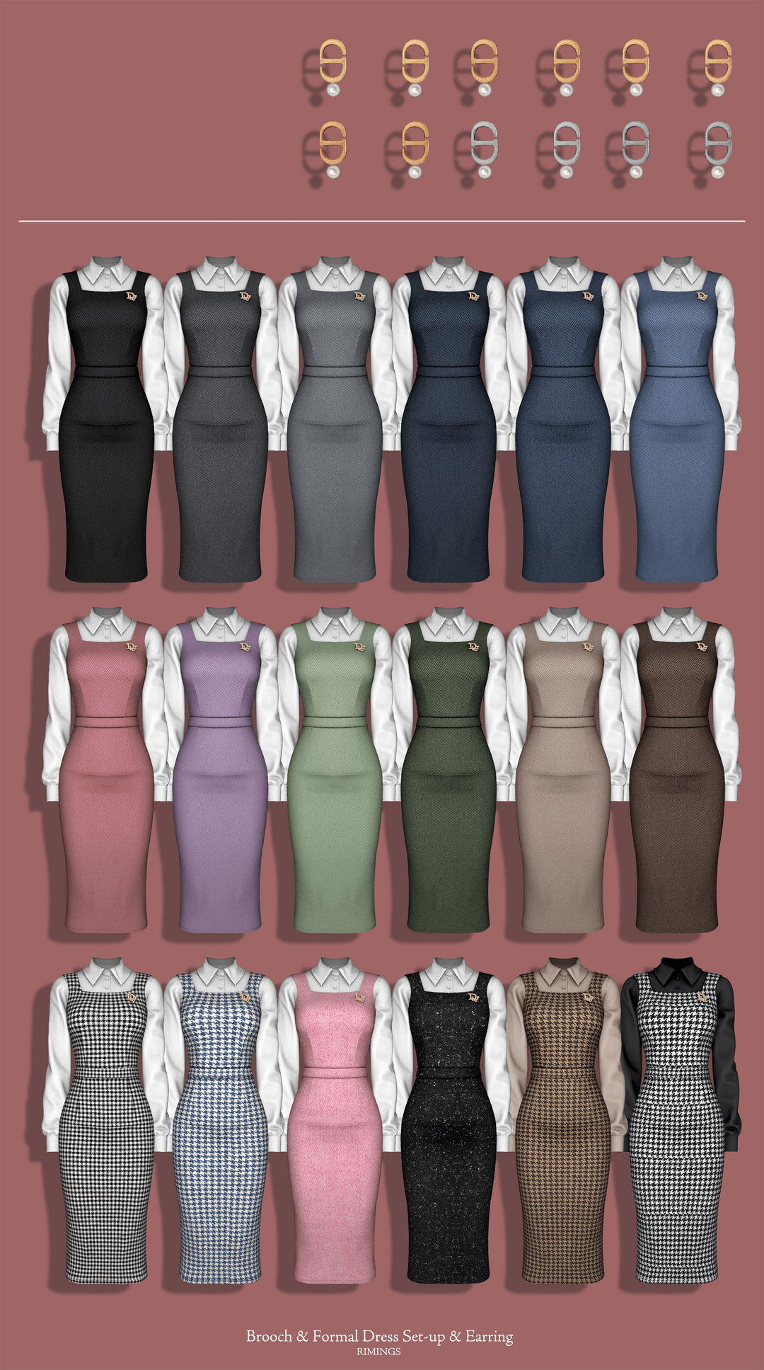 Галерея мода Коллекция одежды Brooch & Formal Dress Set #1